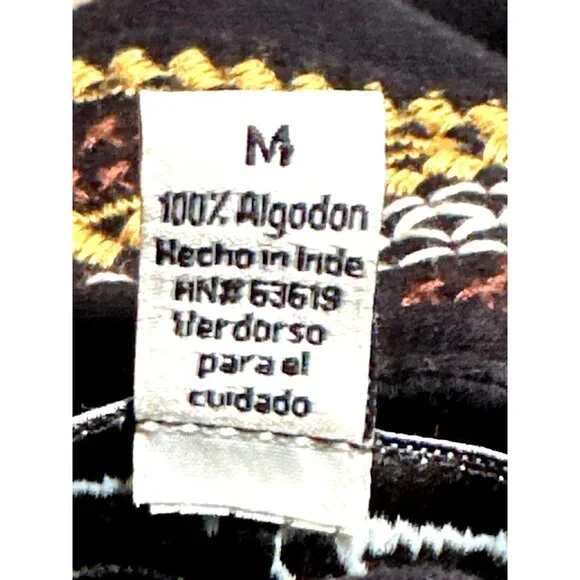 French Laundry Size Medium Black Cotton Tunic Top Embroidered Boho City Chic - Picture 8 of 11